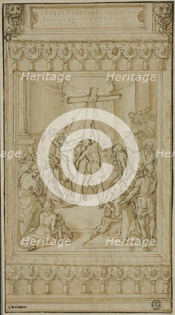 Saint Helena Kneeling before the True Cross, c.1582. Creator: Cesare Nebbia.