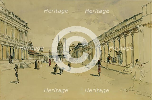 Street in Madras with a temple, 1858. Creator: Joseph Selleny.
