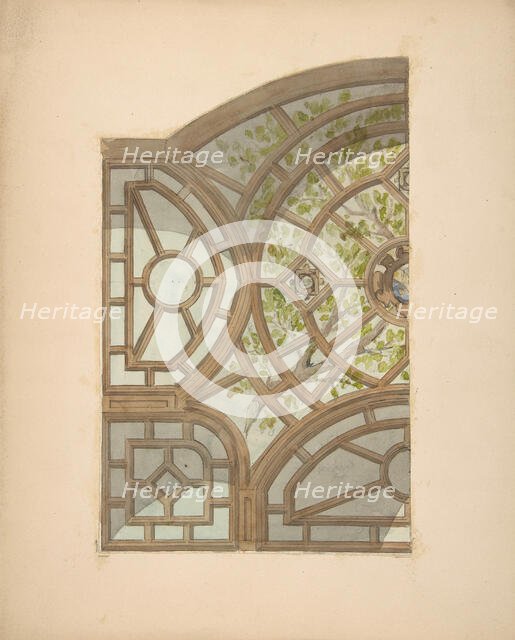 Design for one section of a ceiling painted with trees and lattices, second half 19th century. Creators: Jules-Edmond-Charles Lachaise, Eugène-Pierre Gourdet.