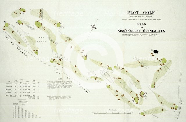 Map of the Gleneagles golf course, British, c1920s. Artist: Unknown