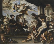 Rubens painting the Allegory of Peace. Artist: Giordano, Luca (1632-1705)