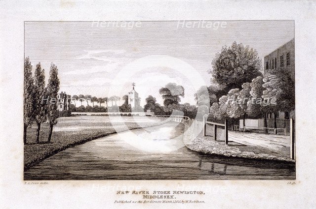 New River, Stoke Newington, London, 1820. Artist: JB