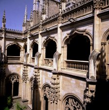 Detail of the upper gallery of the cloister with archways in the monastery of San Juan de los Rey…