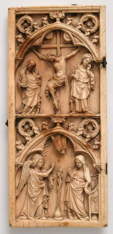 Leaf from a Diptych with the Crucifixion and Annunciation, French, ca. 1300-1350. Creator: Unknown.