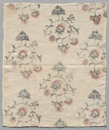 Textile Fragment of Painted Linen, c. 1800. Creator: Unknown.