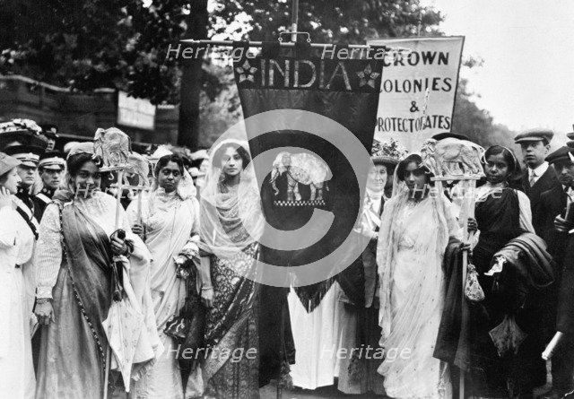 Indian suffragettes on the Women's Coronation Procession, London, 1911. Artist: Unknown