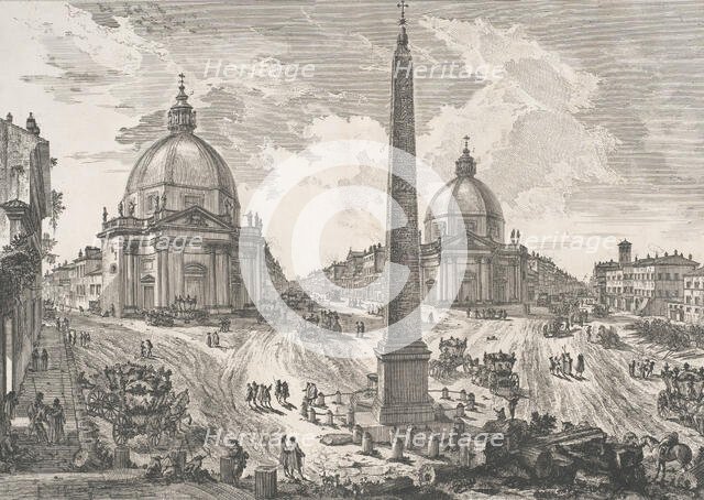 The Piazza del Popolo (Veduta della Piazza del Popolo), ca. 1750. Creator: Giovanni Battista Piranesi.