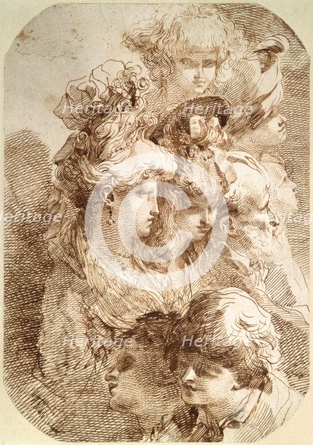 'Studies of Eight Heads', late 18th or early 19th century. Artist: Mauro Gandolfi