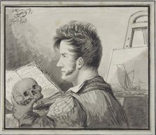 Self-portrait with skull , 1809.