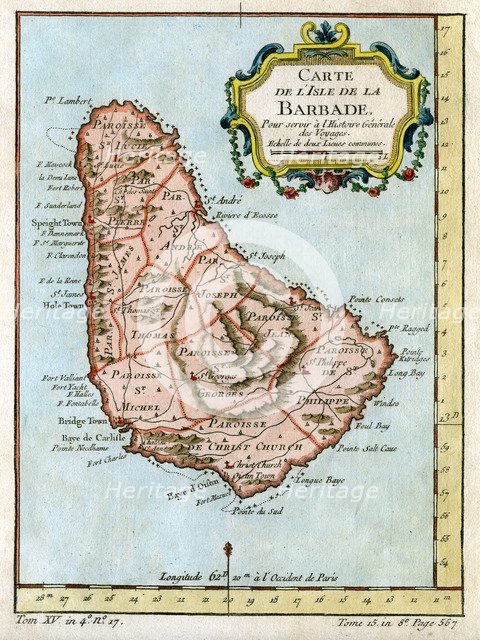 Map of Barbados, c1758. Artist: Unknown