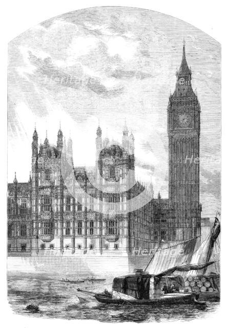 The Clock-Tower and Speaker's Residence, New Houses of Parliament, 1857. Creator: J. & A.W..