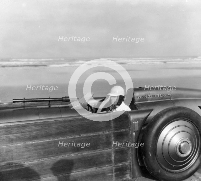 Henry Segrave driving the Golden Arrow, Daytona Beach, Florida, USA, 1929. Artist: Unknown