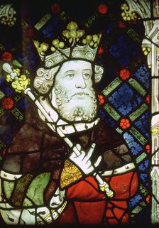 Stained thirteenth century glass image of King Cnut (985/95-1035). Artist: Unknown