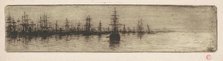 Tall Ships in a Harbor, c. 1880. Creator: Henri-Charles Guerard.