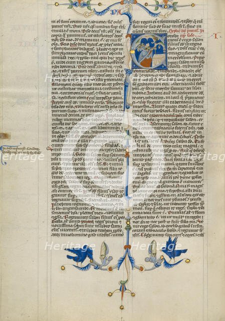 Initial C: Solomon Sacrificing in the Temple; Abbey Bible, about 1250-1262. Creator: Unknown.