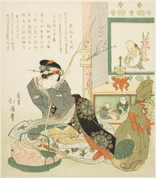 Lady Seated by a Tokonoma Alcove, 1829. Creator: Totoya Hokkei.