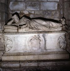Tomb of inquisitor Antonio del Corro made of alabaster, in the church of Our Lady of Angels in Sa…