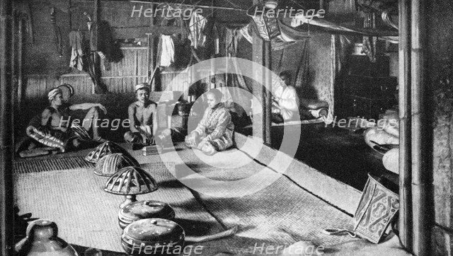 A Kalimantan native long house, Borneo, 1922. Artist: Unknown