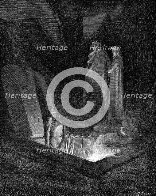 Dante and Virgil looking into the inferno, 1863.  Artist: Gustave Doré