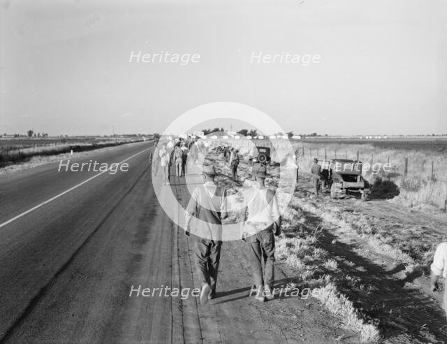 Migratory agricultural workers - cotton hoers, near Los Banos, California, 1939. Creator: Dorothea Lange.