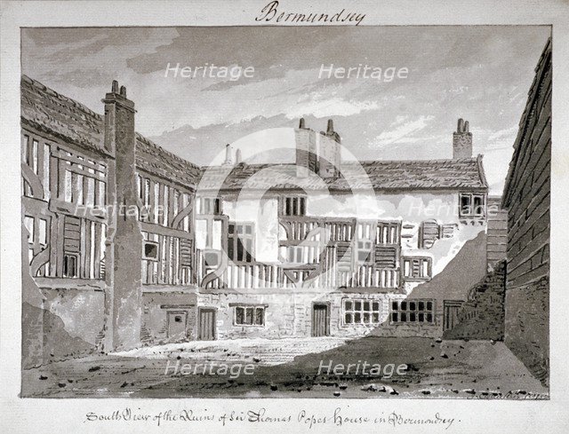 South view of the remains of Thomas Pope's house, Mill Lane, Bermondsey, London, 1808.  Artist: John Chessell Buckler