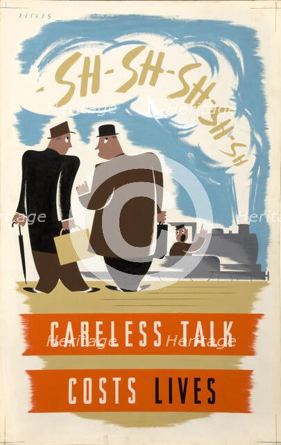 'Careless talk costs lives',  World War II poster, between 1939 and 1946. Creators: Central Office of Information, Frederick Reeves.