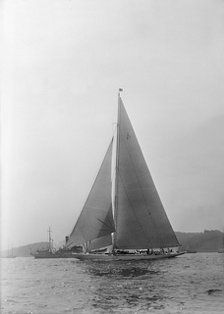 The 205 ton J-class yacht 'Velsheda' sailing close hauled, 1935.  Creator: Kirk & Sons of Cowes.