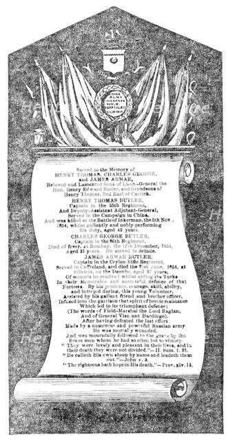 Monument to Captain Butler, and his Two Brothers, at Thomastown, 1856.  Creator: Unknown.