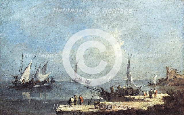 View of a port, on the lagoon. Creator: Francesco Guardi.