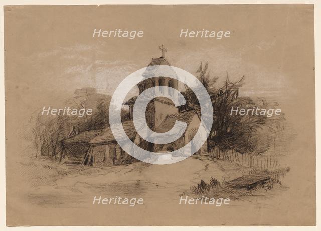 Church in a Landscape, 1800s. Creator: Henry Bright (British, 1810-1873).