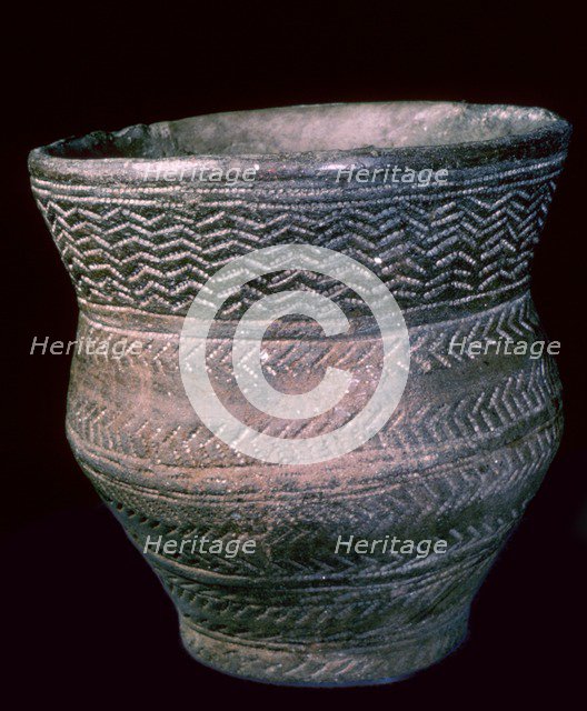 Cord-decorated Neolithic Beaker, from the River Thames at Mortlake Artist: Unknown