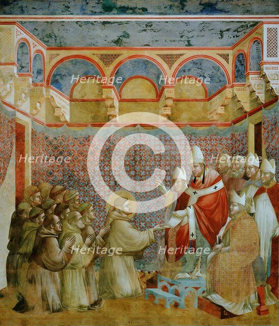 Confirmation of the Rule by Innocent III. (from Legend of Saint Francis), 1295-1300. Creator: Giotto di Bondone (1266-1377).