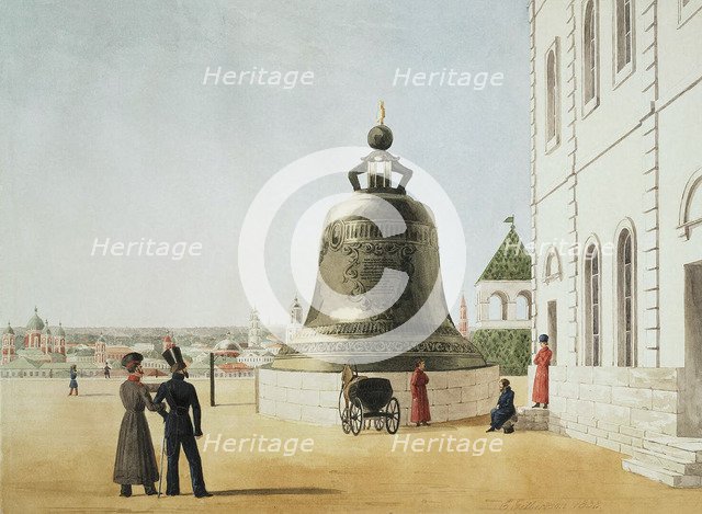 The Tsar Bell in the Moscow Kremlin, 1838.  Creator: Gilbertson, E. (active 1830s-1850s).