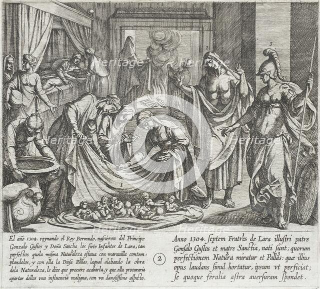 Pallas Praises Nature at the Birth of the Infantes, Promising to Protect Them from Evil, 1612. Creator: Antonio Tempesta.