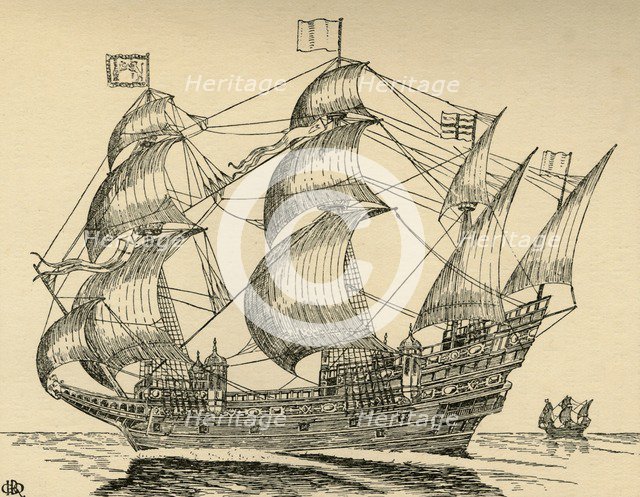 'An Elizabethan Galleon', (1931). Artist: Charles Henry Bourne Quennell.