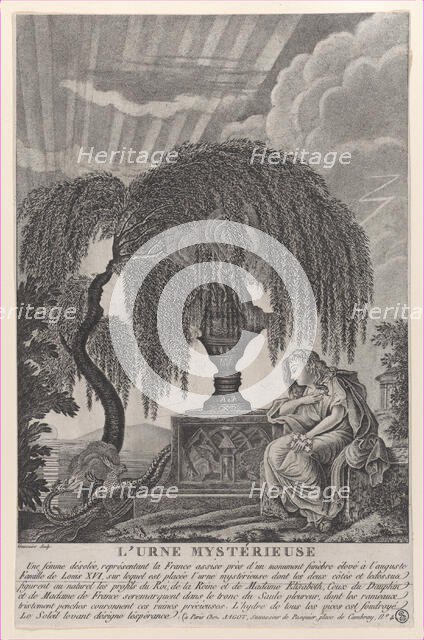 The Mysterious Urn, with the hidden silhouettes of the French royal family, 1793-1800. Creator: Pierre Jean Joseph Denis Crussaire.