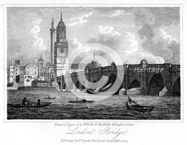 London Bridge, London, 1817.Artist: W Wallis