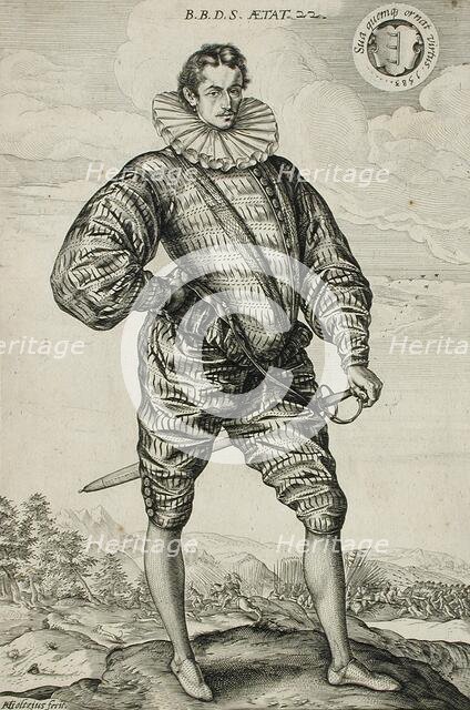 A Polish Nobleman Standing: Balthasar Bathory de Somlyo, 1583. Creator: Hendrik Goltzius.