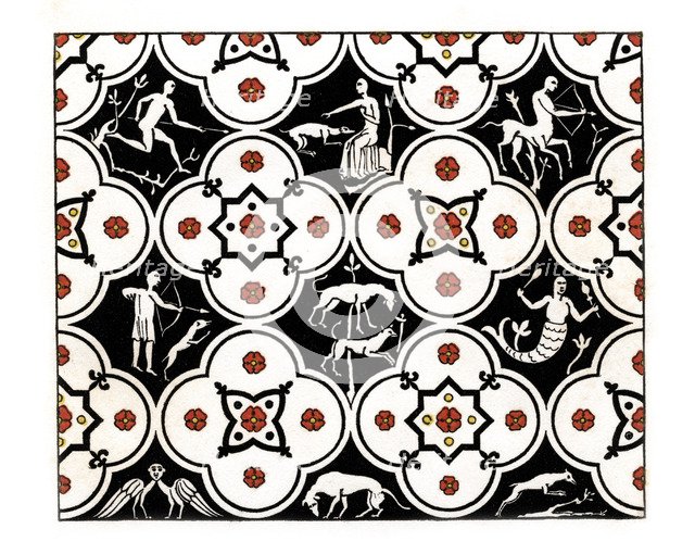 Pavement, 12th century, (1843).Artist: Henry Shaw