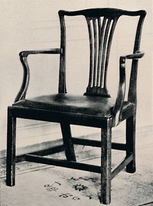 'Simple Chippendale Mahogany Arm-Chair with Rail Back and Movable Seat', mid 18th century, (1927) . Artists: Edward F Strange, Thomas Chippendale.