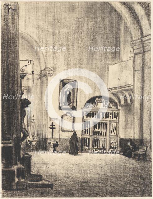 The Baptismal Font of Cervantés, Santa Maria la Mayor, Alcalá, c. 1903. Creator: Joseph J Pennell.