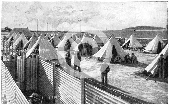 Boer prisoners in a camp at Bloemfontein, 2nd Boer War, 1899-1902. Artist: Unknown