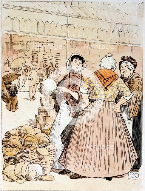 Scene at Covent Garden fruit and vegetable market, London, early 20th century. Artist: Unknown