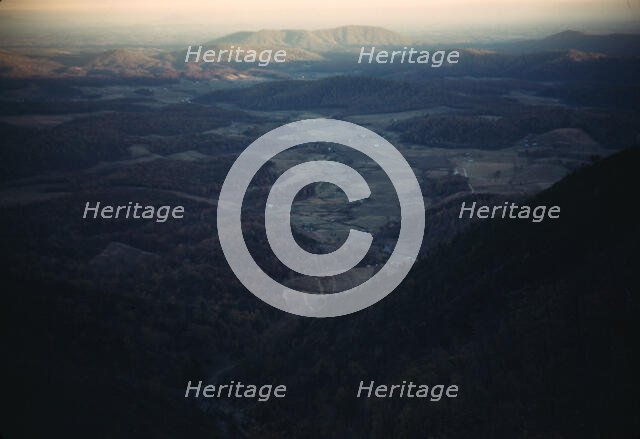 Mountain farms along the Skyline Drive in Virginia, ca. 1940. Creator: Jack Delano.