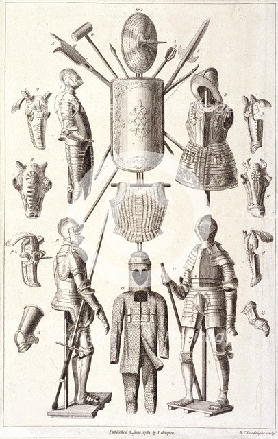 Arms and armour from the Tower of London, 1784. Artist: NC Goodnight