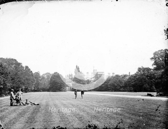 Group of men relaxing in Trinity College gardens, Oxford University, Oxfordshire, c1860-c1922. Artist: Henry Taunt