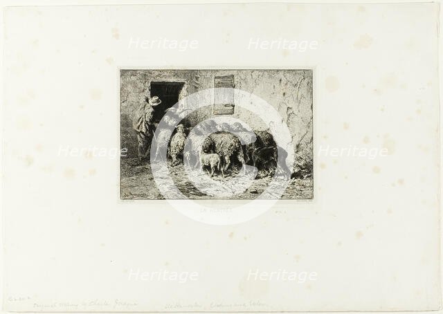 The Sheep Coming Home, c. 1865. Creator: Charles Emile Jacque.