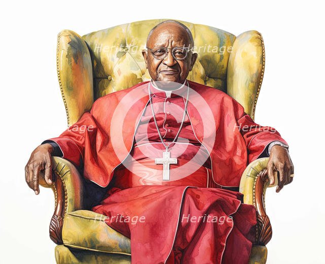 AI IMAGE - Portrait of Archbishop Desmond Tutu, 2020s, (2023). Creator: Heritage Images.