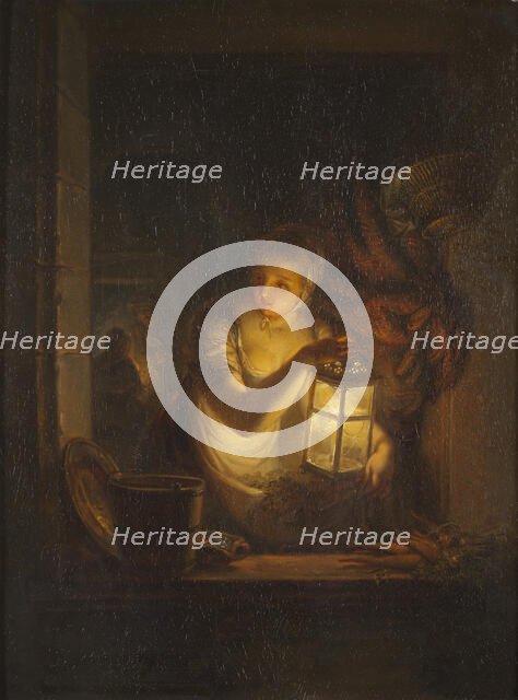 A Woman with A Lantern, 1818. Creator: Alexander Lauréus.