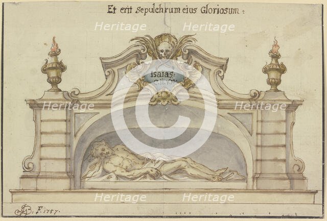 Christ in the tomb, 1757. Creator: Johann Georg Bergmuller.